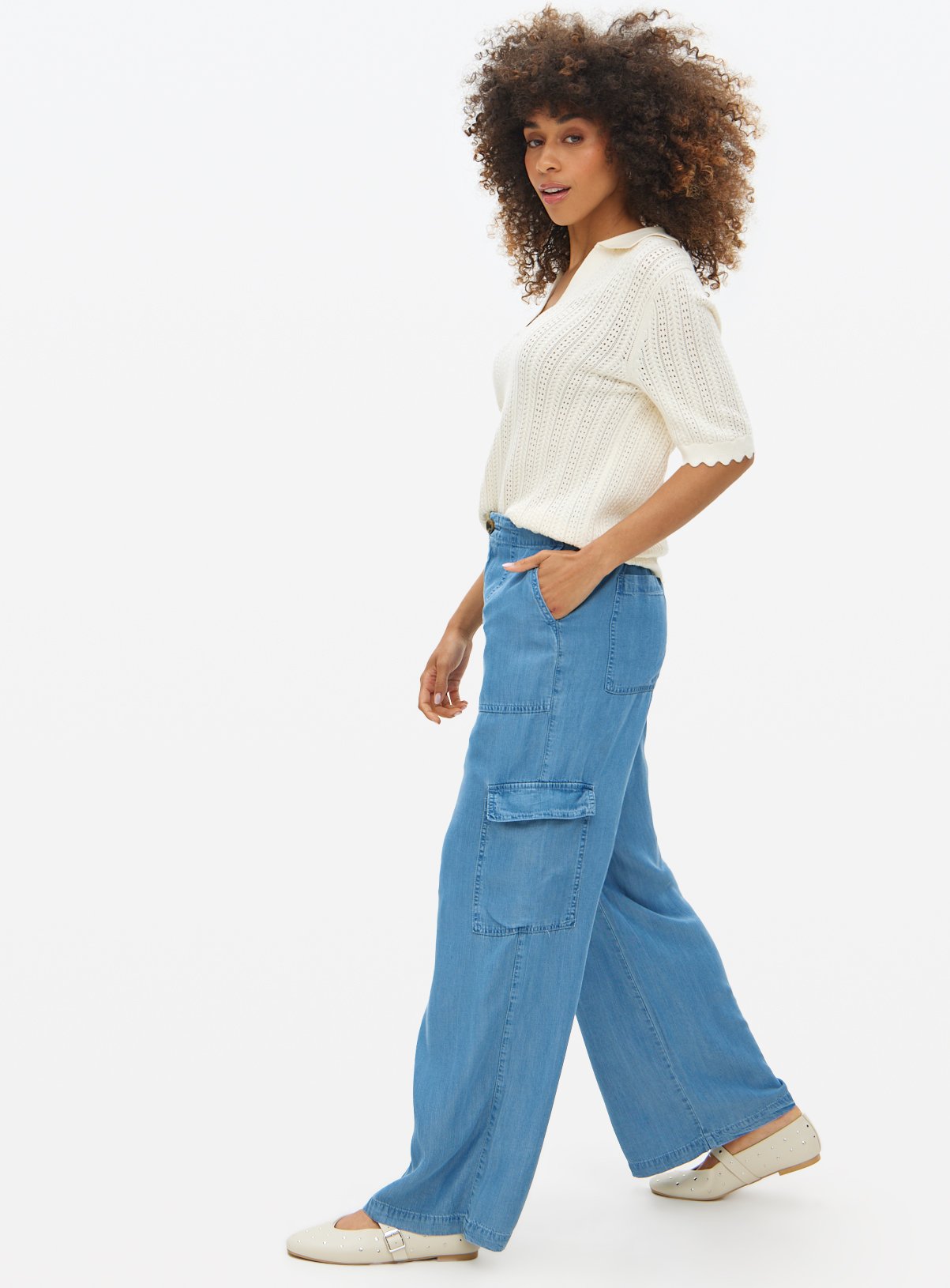 Mid Blue Denim Utility Trousers  20 - Image 2 thumbnail
